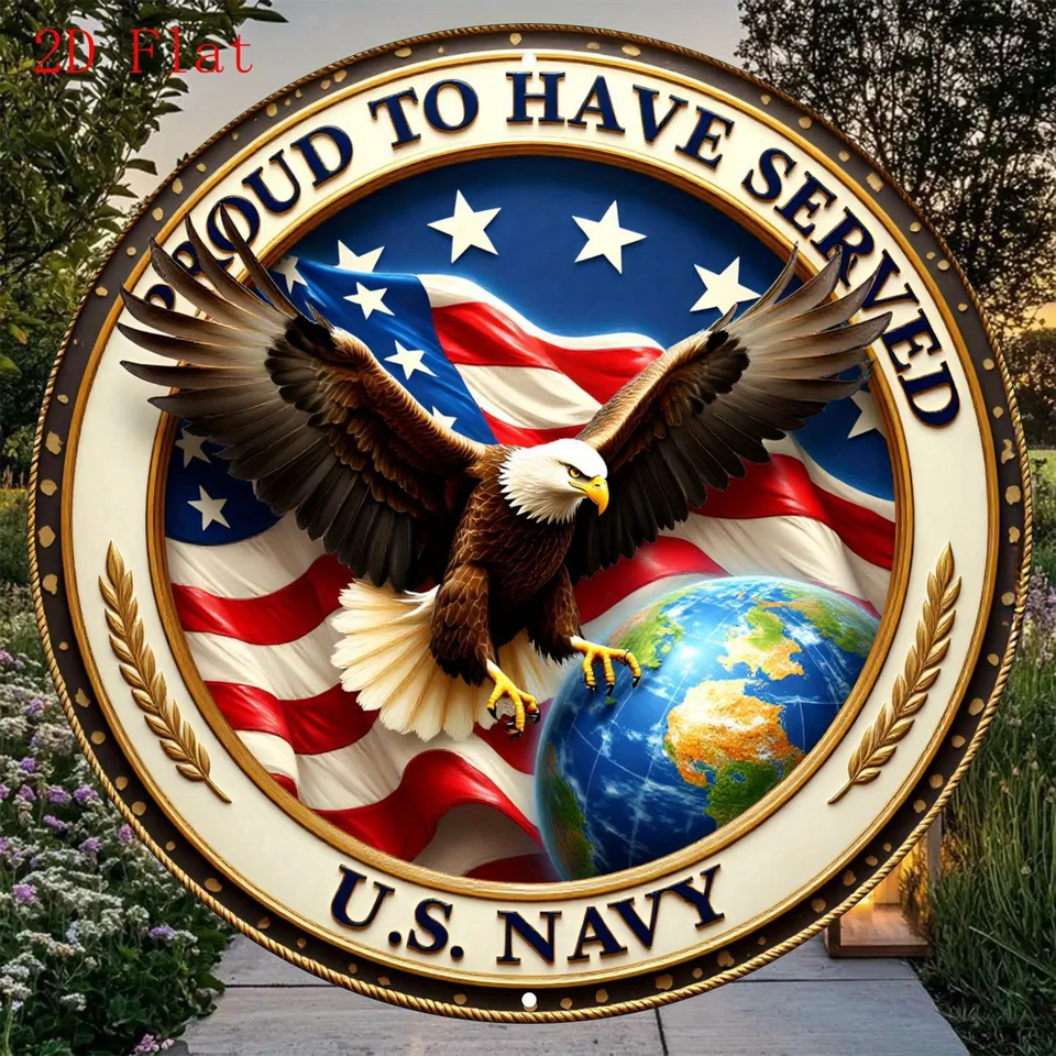 Vintage Naval Service Plaque Metal Tin Art