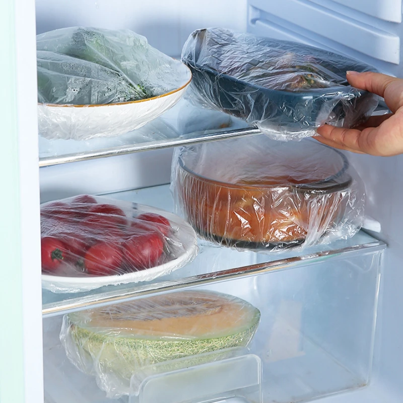 Food Cover Disposable Food Cover Food Grade Plastic Elastic Lids Wrap Bags Refrigerator Fresh-keep Bag For Fruit Vegetable 10-500pcs