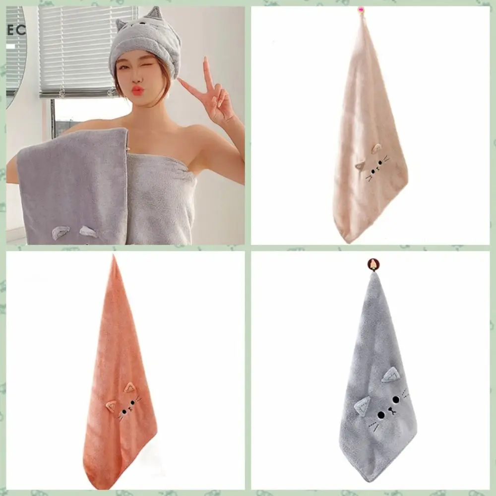 Description Picture 2 of itemHousehold Cartoon Cat Hair Towel Coral Velvet Absorbent Bath Towel Thicken Cute Quick Drying Shower Towel