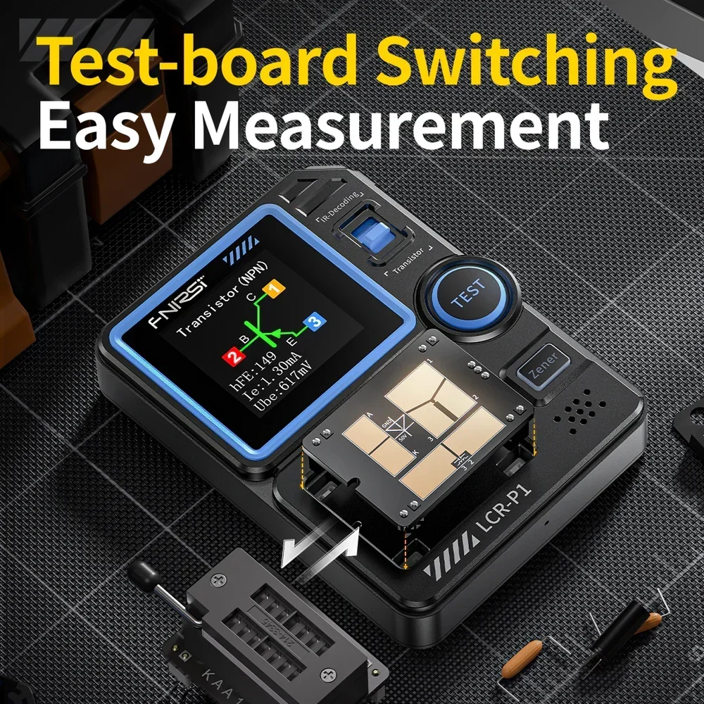 FNIRSI LCR-P1 Multifunction Transistor Capacitor Tester Diodes Triodes MOSFETs ESR NPN PNP SMD Automatic High Precision 5