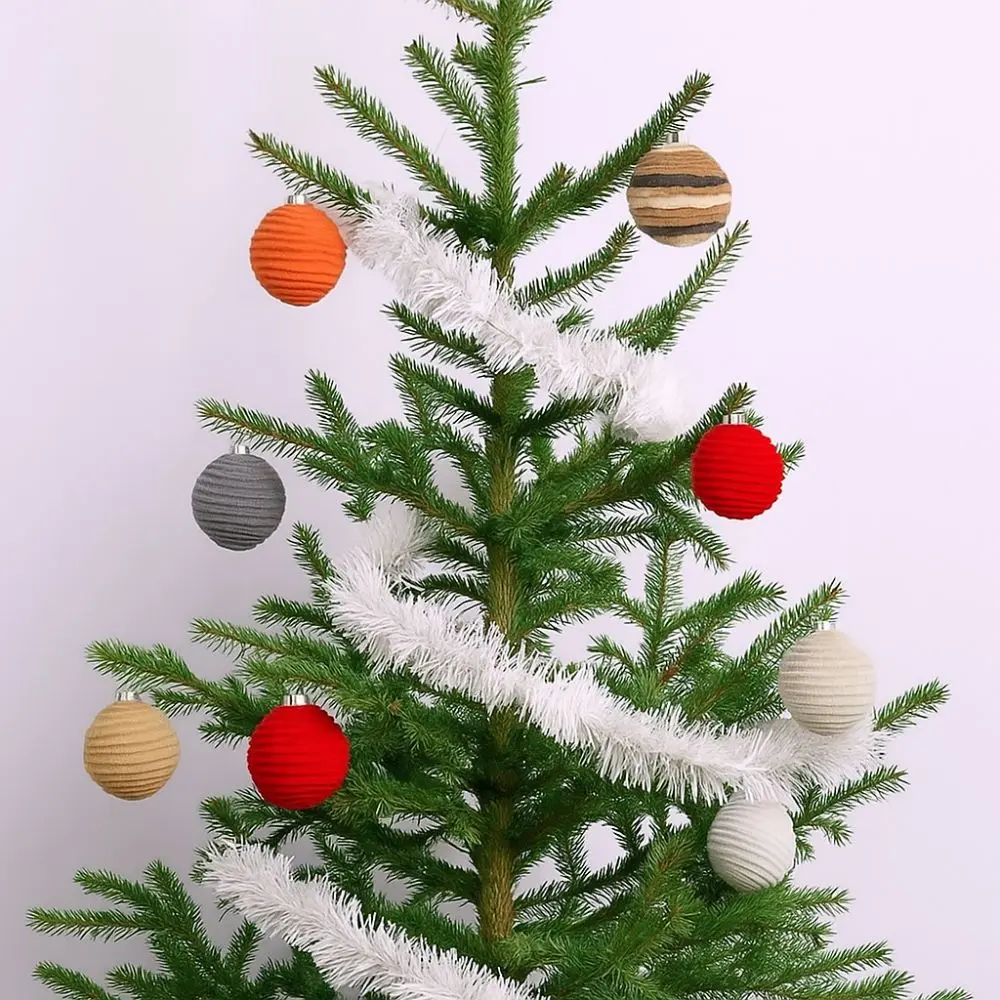 3pcs 7/10cm Christmas Ball Ornaments Flocking Plastic Christmas Tree Hangings Ball Shatterproof Xmas Spheres Pendant Gift