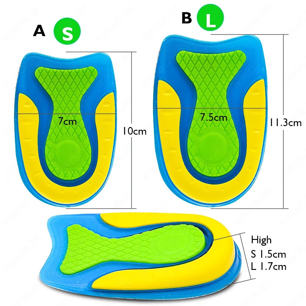 Heel Insoles Silicone Unisex Sports Shock-absorbing for Foot Pain Relief