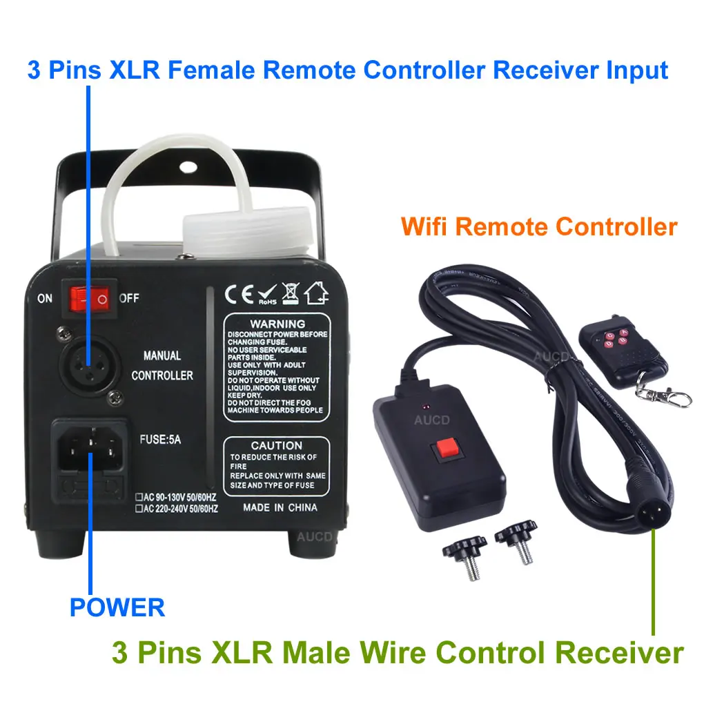 2in1 Wifi Remote + Wire Control RGB LED Colorfull Lights 400W Fog 