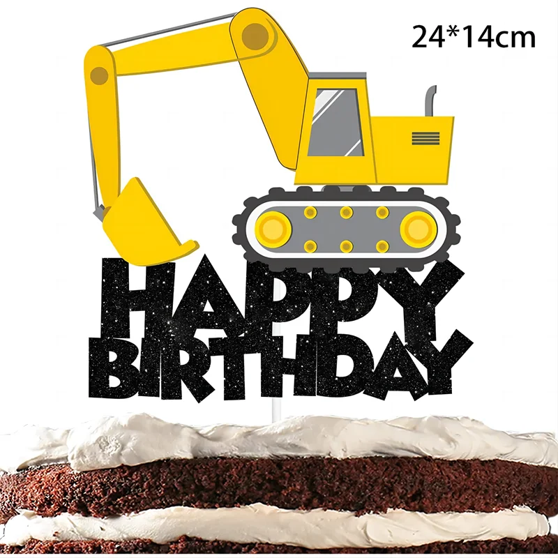 Topper per torta da costruzione Decorazione per festa di compleanno Ragazzi Escavatore Trattore Costruzione Cupcake Topper Fornure per feste di compleanno