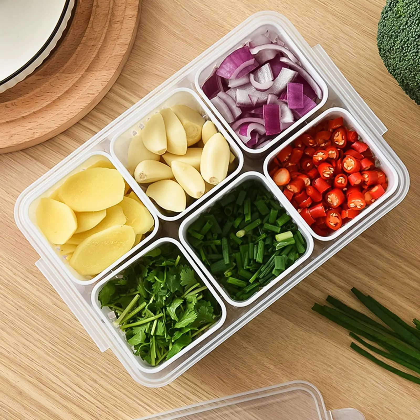 Plastic Spice Storage Box With Lid Seasoning Cereals Food Container Kitchen  Fridge Organizer Bins Onion Ginger Clear Crisper - AliExpress
