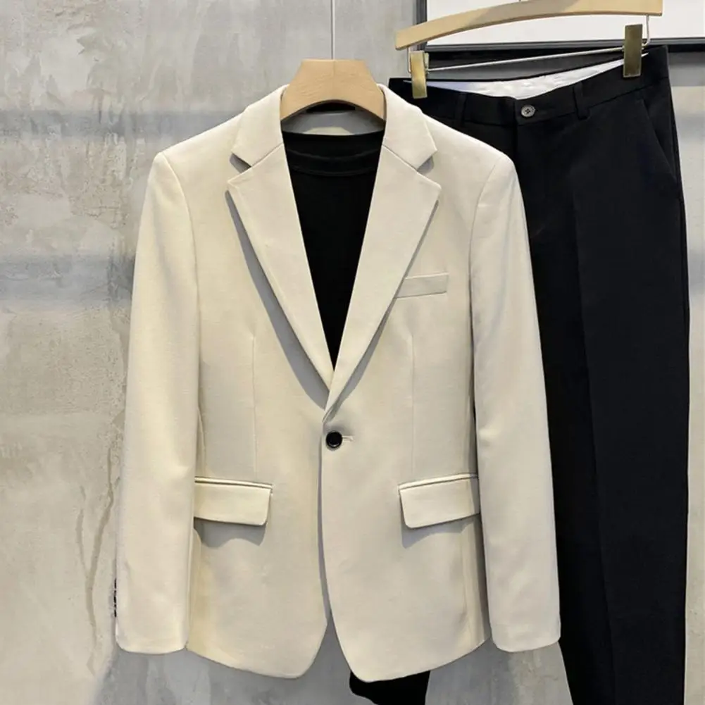 New European Plus Size Men's Jacket Elegant Italian Style Gentleman Business Lapel Loose Casual Slim Fit Three Buttons Blazer