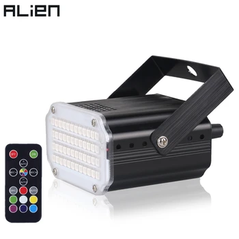 ALIEN 48 RGB UV LED DJ 디스코 사운드 활성화 무대 조명 효과 파티 휴일 클럽 스트로브 플래시 조명, 원격 제어
