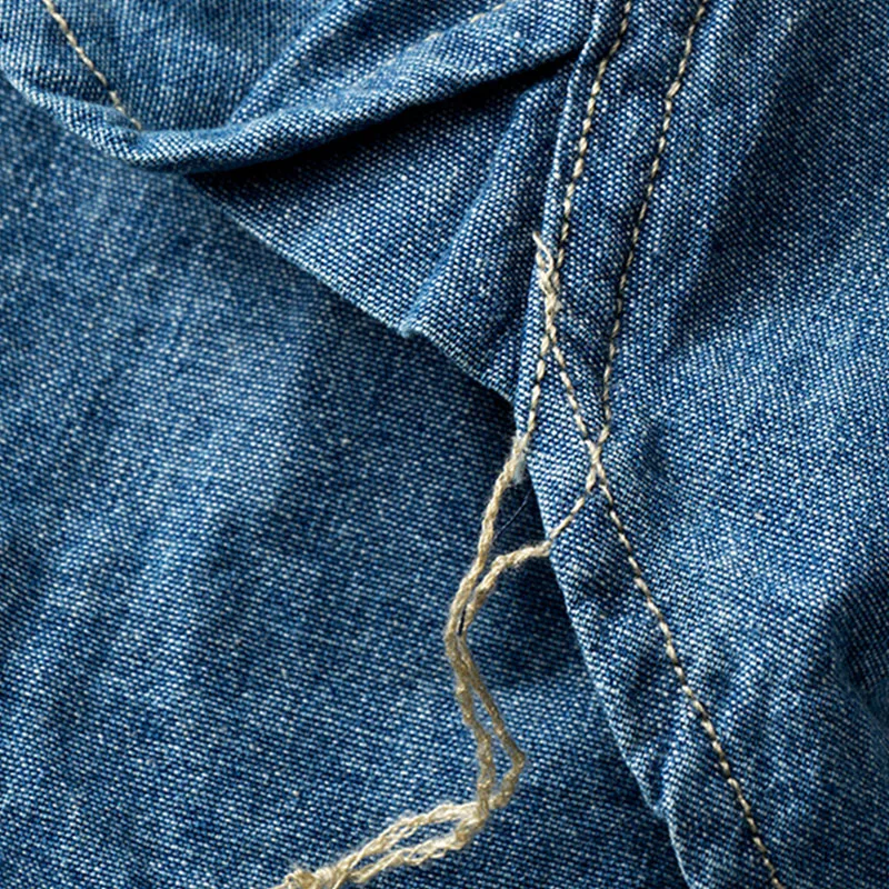 Men's Long Sleeved Denim Shirt Vintage Washed Casual Jeans Shirt Coat Top Male Monroe Printing