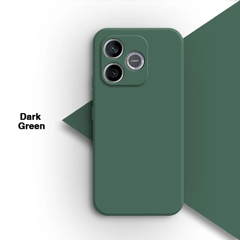 Square Candy Liquid Silicone Shockproof Phone Case Back Cover with Lens Protection