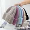 Fashion Warm Cashmere Wool Skullies Angola Rabbit Fur Winter Knitted Beanies Women Cap Female Three Fold Ski Outdoor Hats 1