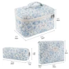 3Pcs Cotton Quilted Makeup Bag Set Women Zipper Cosmetic Organizer Female Cloth Handbag Portable Toiletry Case for Girls 2
