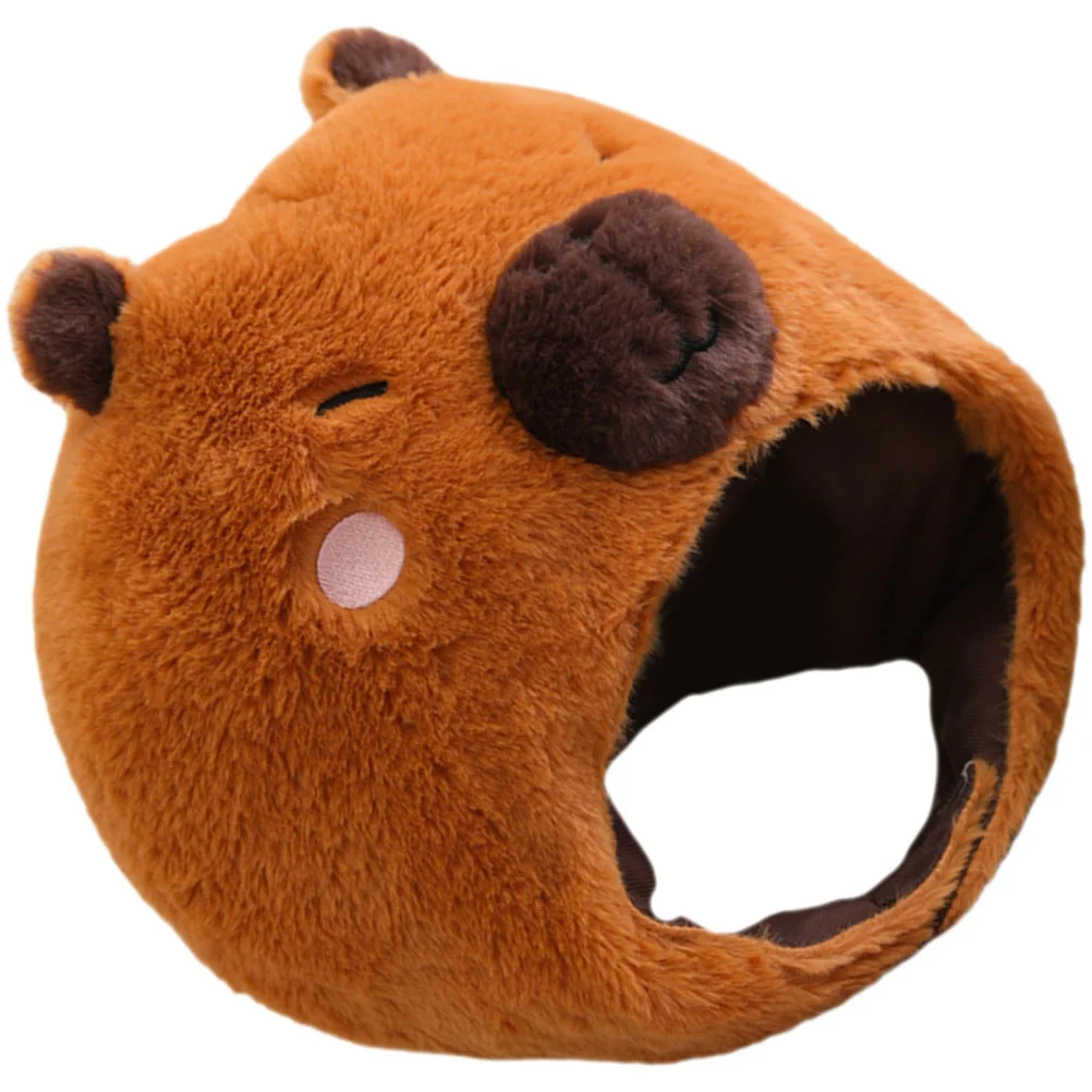 

Animal Head Mask Capybara Animal Hat Plush Capybara Cap Cartoon Doll Headwear Stuffed Rodent Hat Christmas Party Cosplay Costume