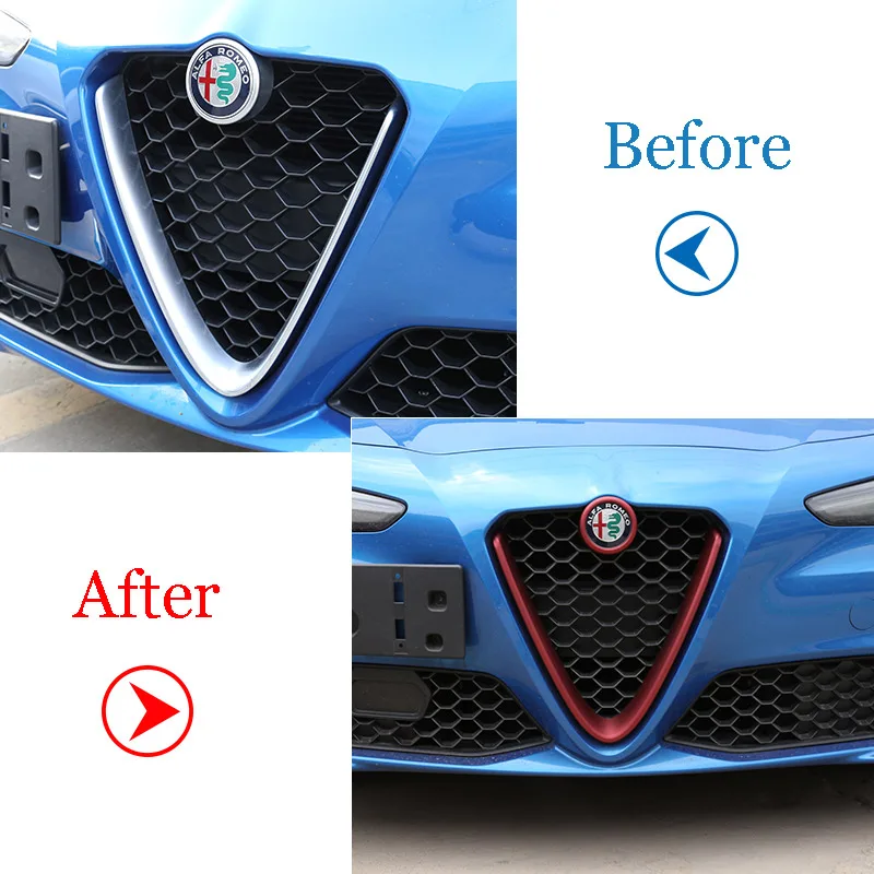 Car Grille Trim For Alfa Romeo Giulia Stelvio ABS Plastic Front Grill Decoration Frame