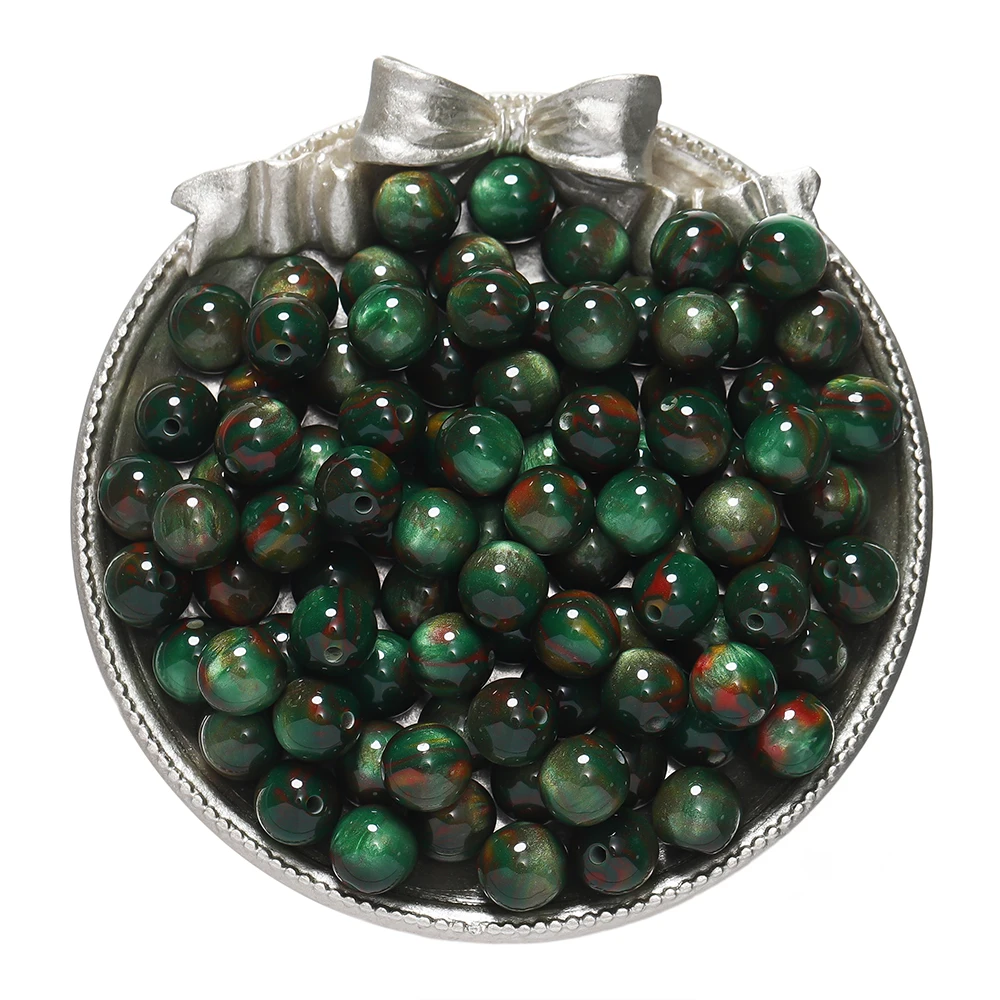 Glitter Cat Eye Resin Beads - Round Loose Beads