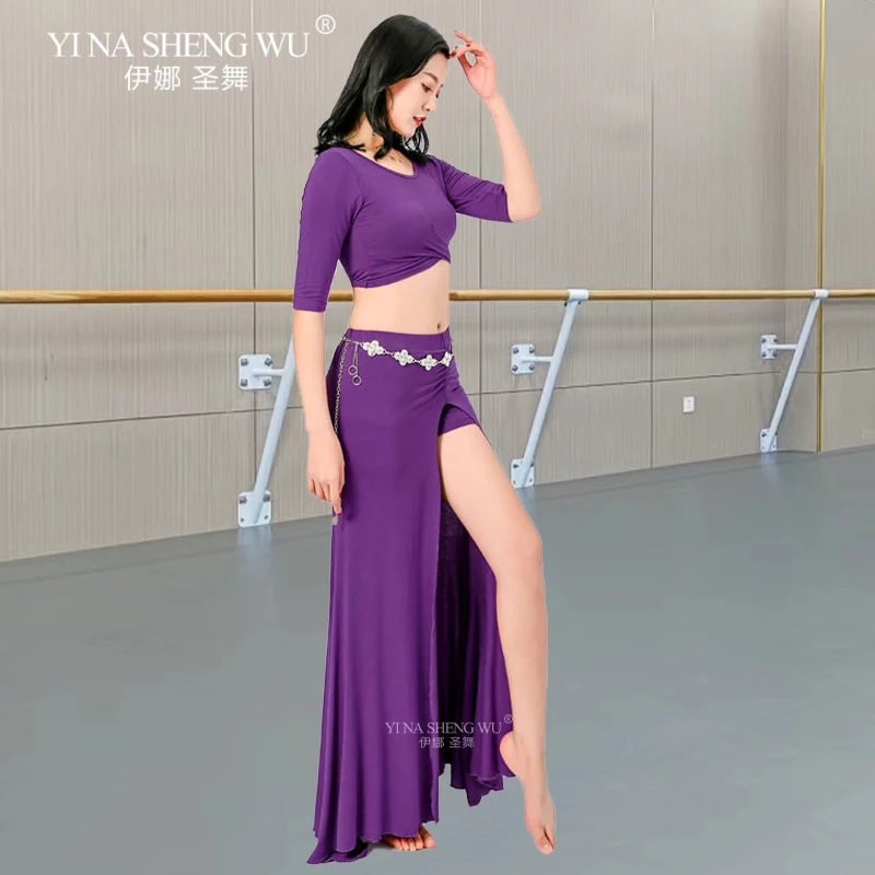 Women Belly Dance Costume Dancing Practice Clothes Contains Leggings Adult Professional Top Skirt Sexy Fashion Long Skirt Suit