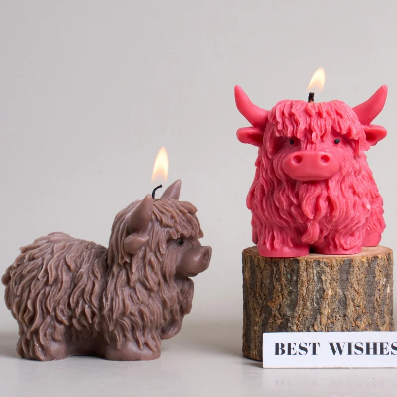 3D 마시는 소 모양 실리콘 몰드 DIY 야크 모양 향초 석고 시멘트 몰드 크리스마스 장식