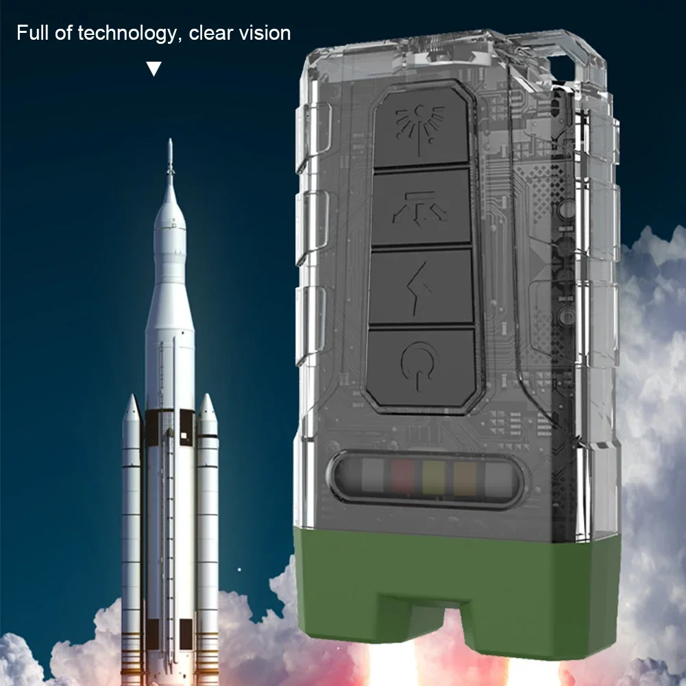 Type-C Charging Multi-Functional Keychain Light with Back Clip Outdoor Camping Fishing Double Light Source Cap Clip Flashlight