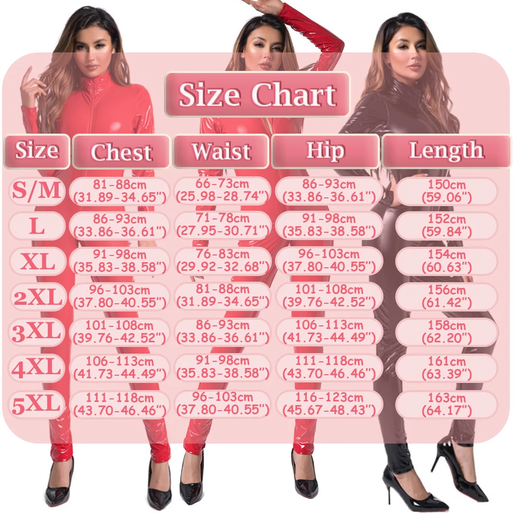 Women Long Sleeve PU Leather Catsuit Skinny Leather Zipper Open Crotch Bodysuit Tights Cosplay Jumpsuits Erotic Fetish Costumes