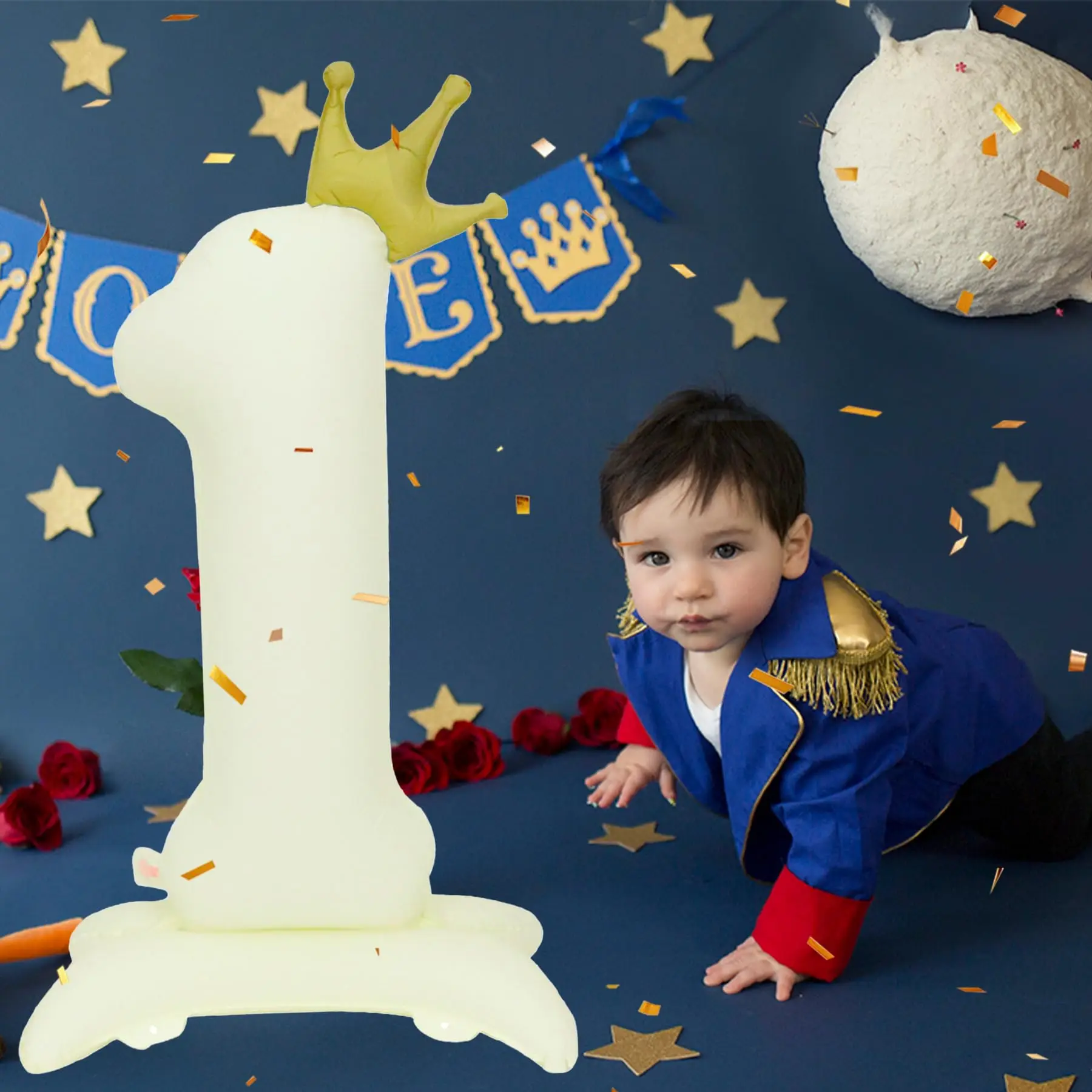 40in stehend matt weiß 0-9 Nummer Ballon Krone große Basis Ziffer Jungen Mädchen Geburtstags feier Dekorationen Baby party Kinder Geschenke – Detail 6