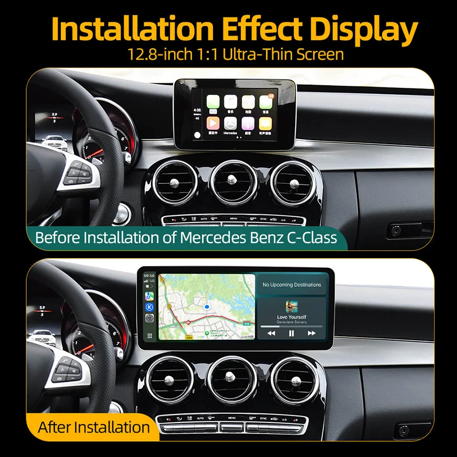 Pantalla ultrafina de 12.8 pulgadas con sistema de navegación Linux para Mercedes Benz Clase C W205 GLC X253 C180 C200 C220 C300 C350 2015-2018 Carplay Auto 2