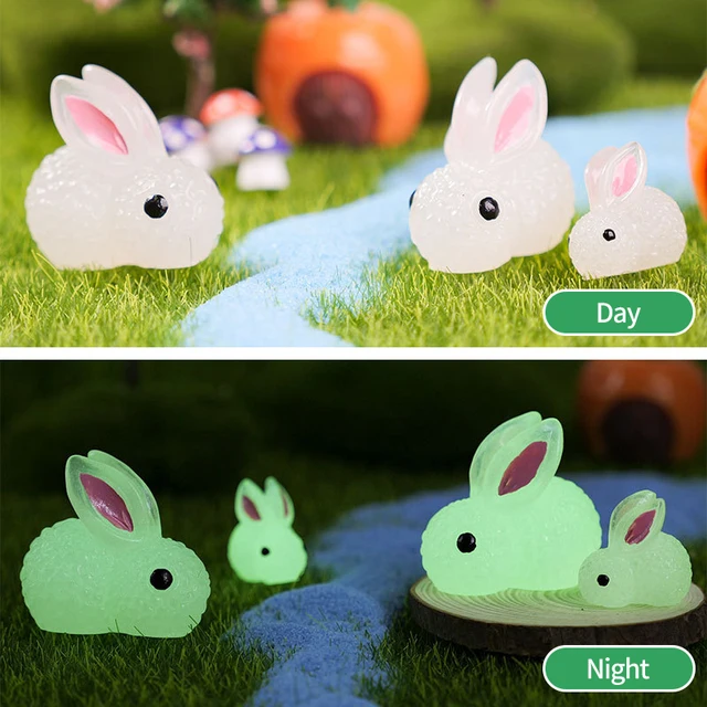 10/5 db Fényes Nyúl Gyanta Mikrolandscape Miniatiti Kreatív Állatok Dísz Ragyogás Sötét Kerti Szobor Kiegészítőkben - Image 4