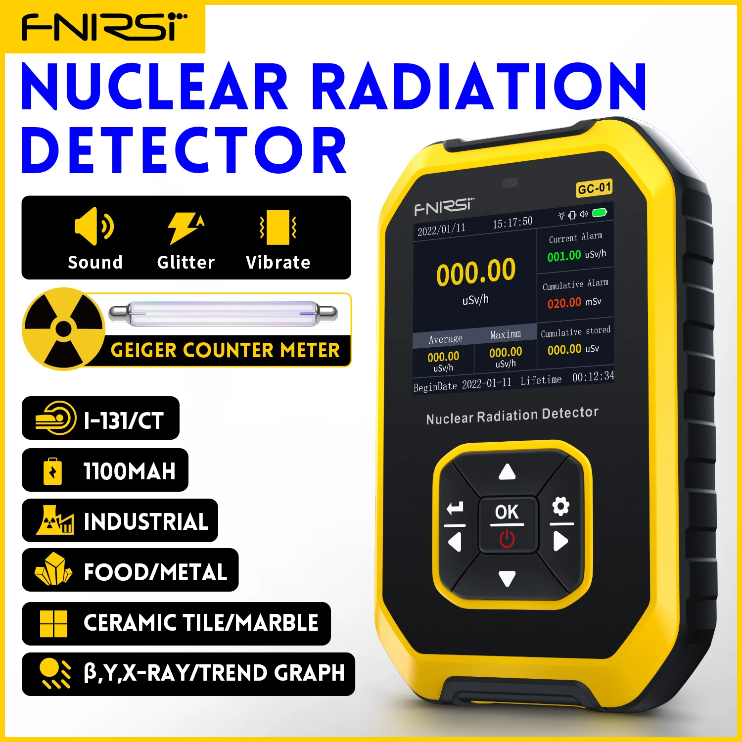 FNIRSI GC 01 Geiger counter Nuclear Radiation Detector Personal