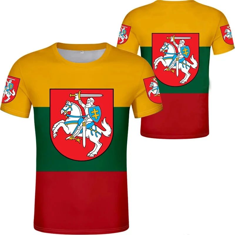 

Lithuanian National Emblem Flag T-shirt 3D Print Harajuku Casual Round Neck Short Sleeve T Shirts Men Clothing Male Camisetas