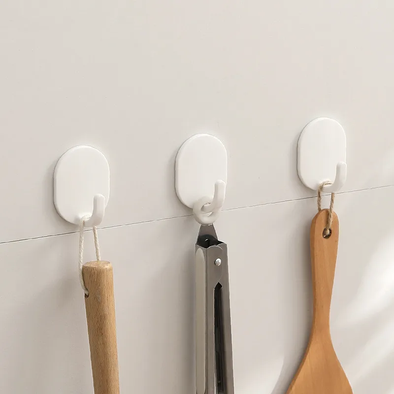 4Pcs Self Adhesive Clothes Hook Wall Door Hook Bathroom Towel Hanger Kitchen Wall Hanger Bathroom Accessories adhesive hooks wall clothes hook