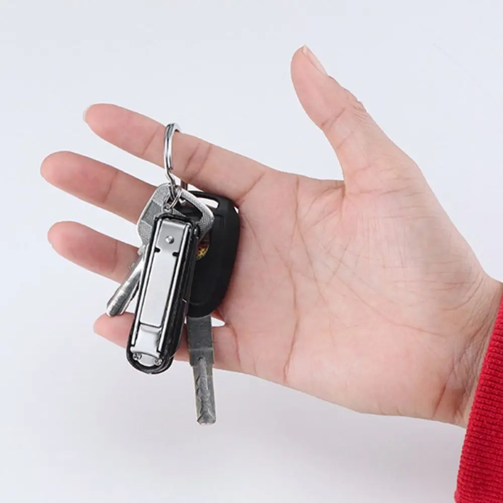 Steel Home with Keychain Holder Nail file Travel Folding Nail Clippers Nail Trimming Tool Nail Scissor Toenail Tweezers