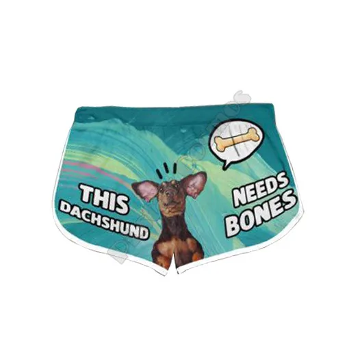 Couple Matching I’ve Got Bone This Dachshund Needs Bones Printed 3D Elastic Waist Summer Quick Dry Beach Shorts Swimming Trunks
