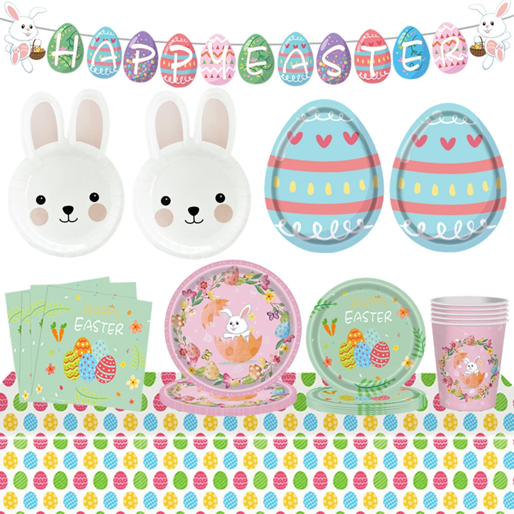 Easter Decoration Dinnerware Disposable Easter Plates Disposable