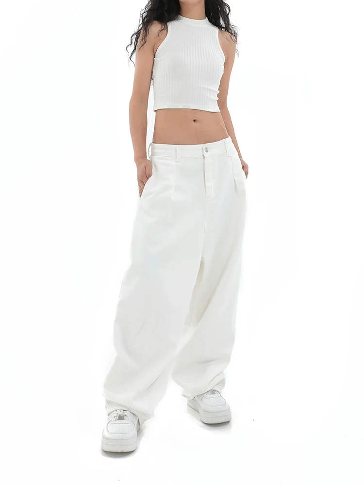 

White Women Jeans 2023 Autumn Winter Fashion Streetwear Denim Casual High Waist Loose Pants All-Match Vintage Baggy Jeans