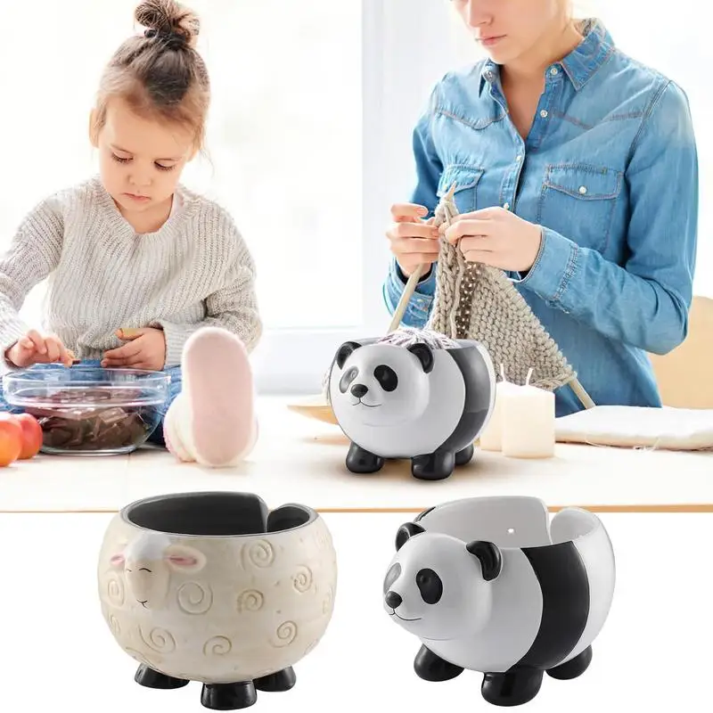 

Ceramic Yarn Bowl Knitting Yarn Ball Holder Sheep and Panda Crochet Yarn Bowls Storage Crocheting Accessories Funny Yarn Holder