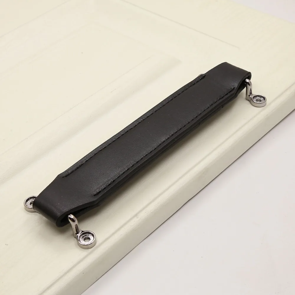Description Picture 3 of itemNew Soft Leather Handle with Screw PU Durable Cabinet Pulls Portable Sofa Classic Stool Pull Handle