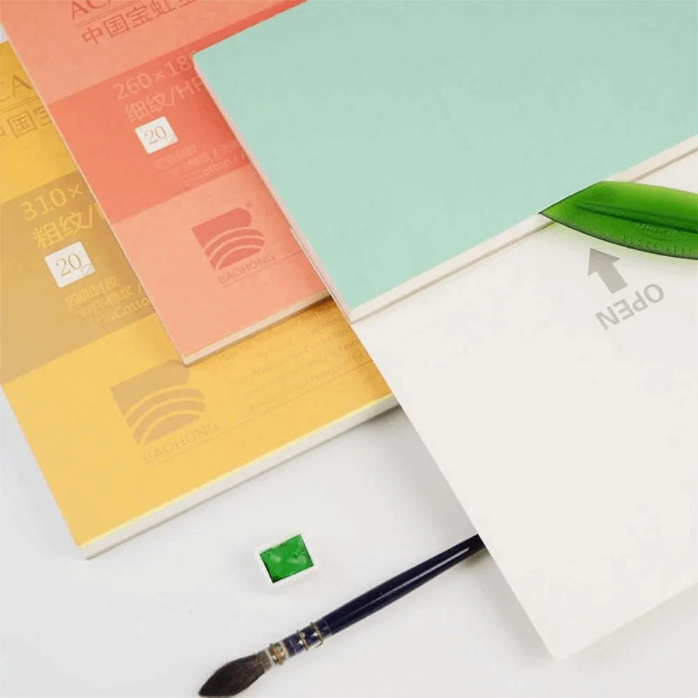 20매 수채화 용지 블록 32K 16K 8K 100% 코튼 수채화 스케치북 300g 아트지 수채화 드로잉 용지