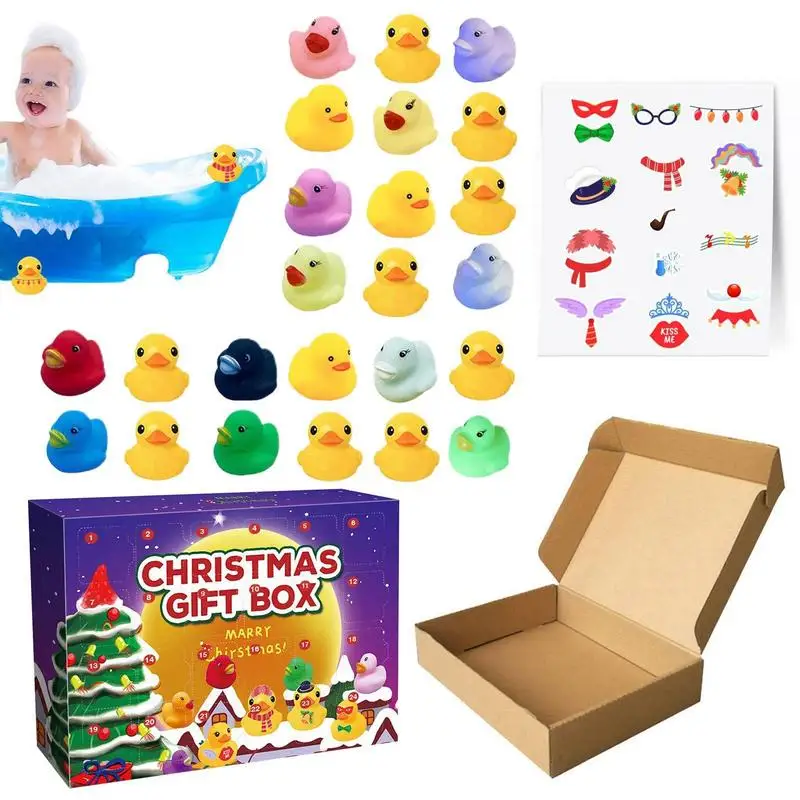 

Christmas Advent Calendar 24 Days Christmas Gift Set DIY Cute Rubber Duck Countdown Calendar 24 Rubber Ducks Bath Toys For Kids