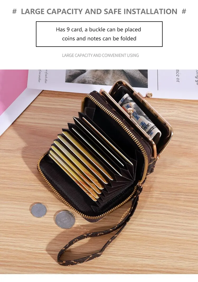 2023 New Wallet Women's Fashion Wrist Strap Short Zero Wallet Large  Capacity Coin Clip Bag Multi Card Card Bag Money Clip