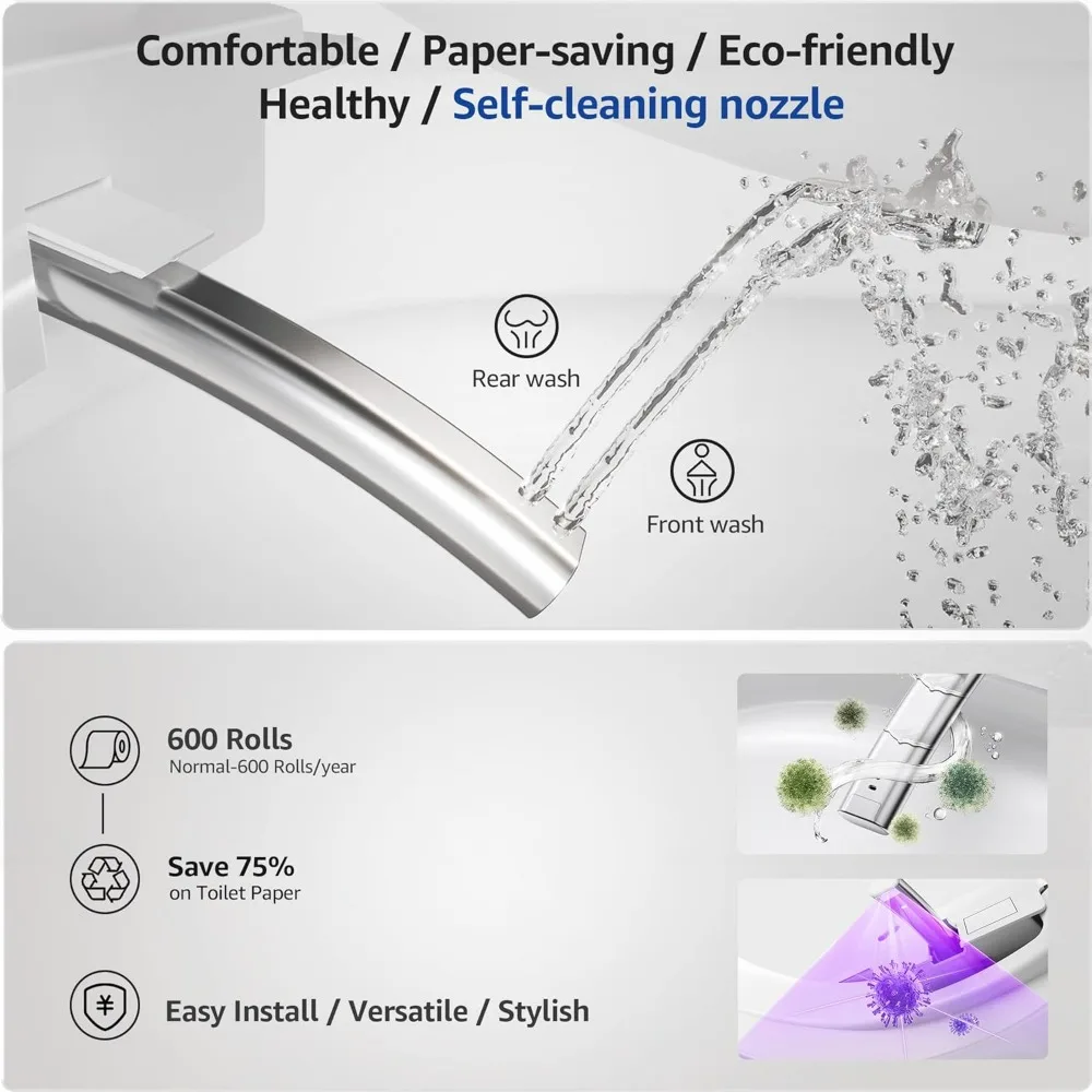 Smart Toilet with Bidet Built in, Auto Open & Close, Foot Sensing Bidet Toilet Combo with Auto Flush,Elongated Heated Bidet Seat 2