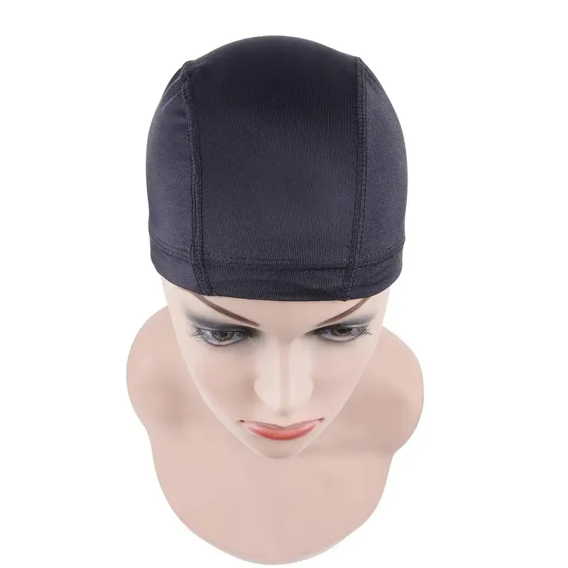 2 pieces package black dome wig cap with elastic band wig making stretchy dome wig caps 6