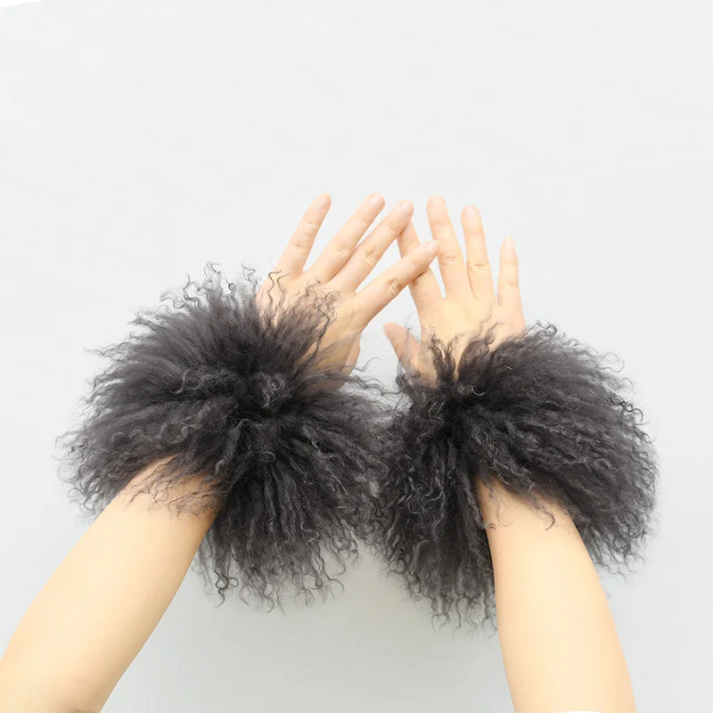 Real Genuine High Quality Mongolian Lamb Fur Cuffs Natural Fur Cuff CX-A-47F