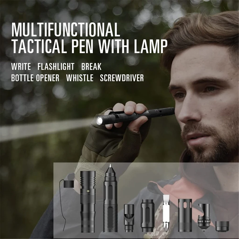 

Multifunctional Tactical Pen Flashlight Light for Self-Defense Broken Window Cone EDC Outdoor Survival Camping