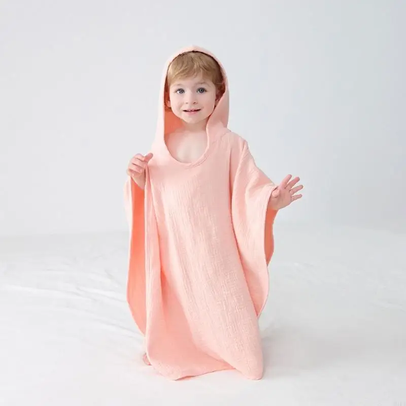 Q1FE Baby Bath Towel Newborn Cape Towels Cotton Hooded Beach Towel Soft Poncho Kids Bathing Stuff Infant Washcloth