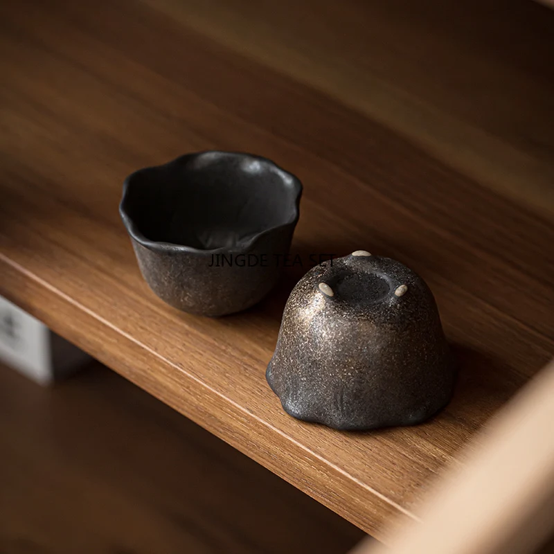 1 piece of Chinese creative ceramic tea cup meditation cup gold-plated ceramic tea bowl Kung Fu tea set