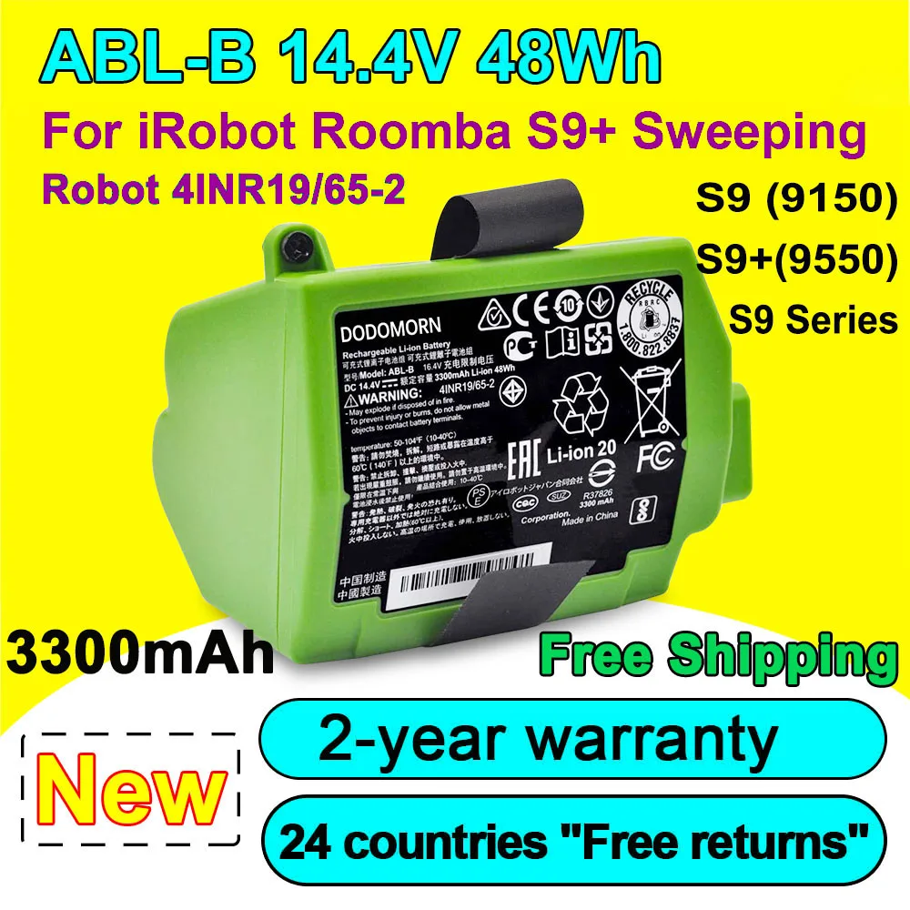 

14.4V ABL-B Sweeper Rechargeable Lithium Ion Battery For iRobot Roomba S9 9150 S9+ 9550 Sweep Robot Battery 4INR19/65-2