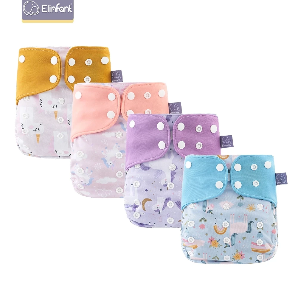 Cloth Diapers 4pcs/set Washable Pocket Diaper Adjustable Reusable Elinfant ECO-friendly Gray Mesh Cloth