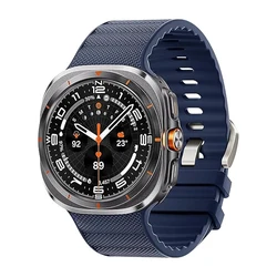 Enhanced Product Title: Premium Silicone and Nylon Sport Strap - Galaxy Watch Ultra (Midnight blue)