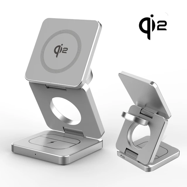 Qi2/Qi1 3 in 1 15W Magnetic Wireless Charger for Iphone 17 16 15 Fast Charging Folding for Apple Watch Airpods Wireless Charger 1