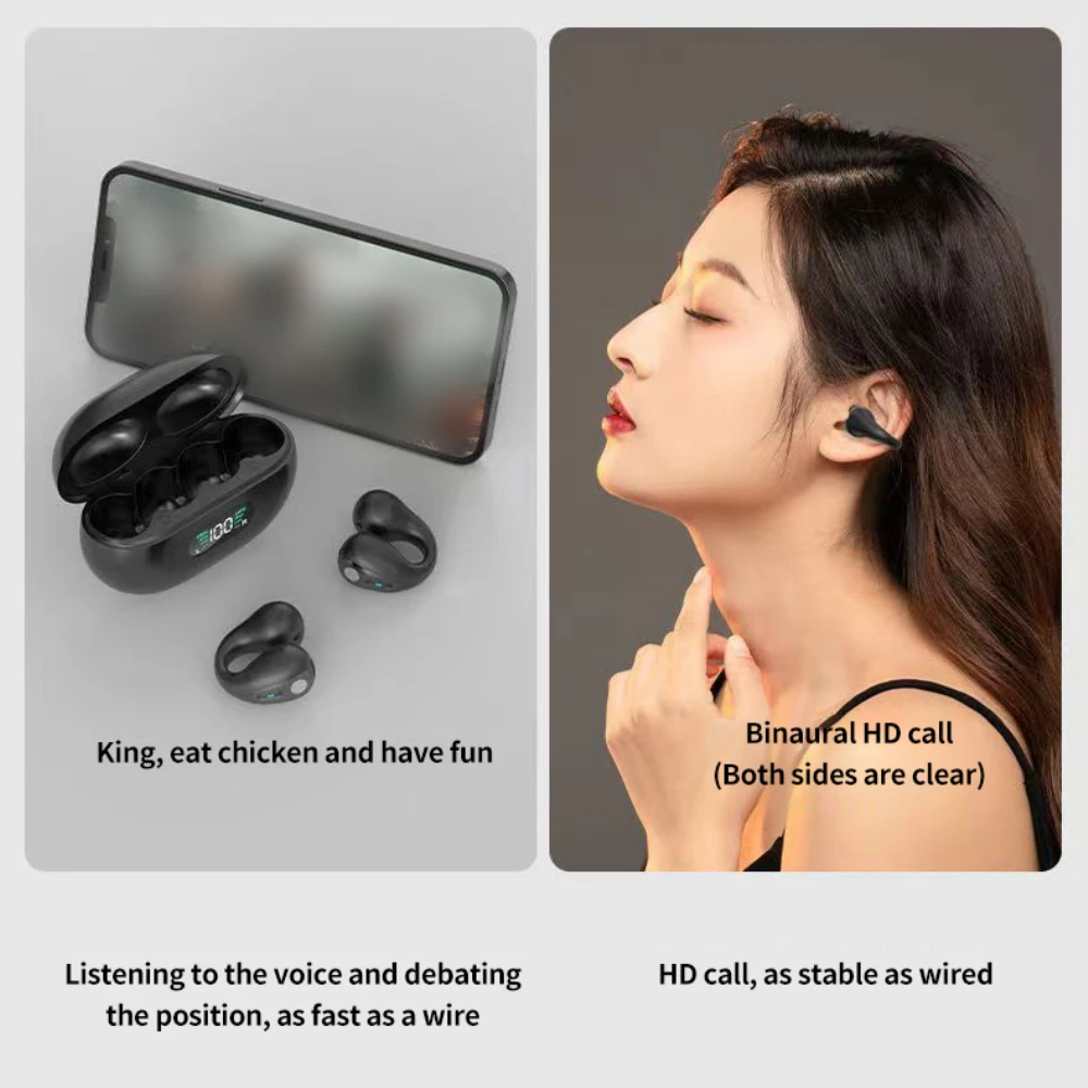 Спортивные наушники, не повреждающие уши, bluetooth-совместимая гарнитура, наушники-вкладыши с клипсой и костной проводимостью (art.: 3920c6bfb34db) - 3920c6bfb34db