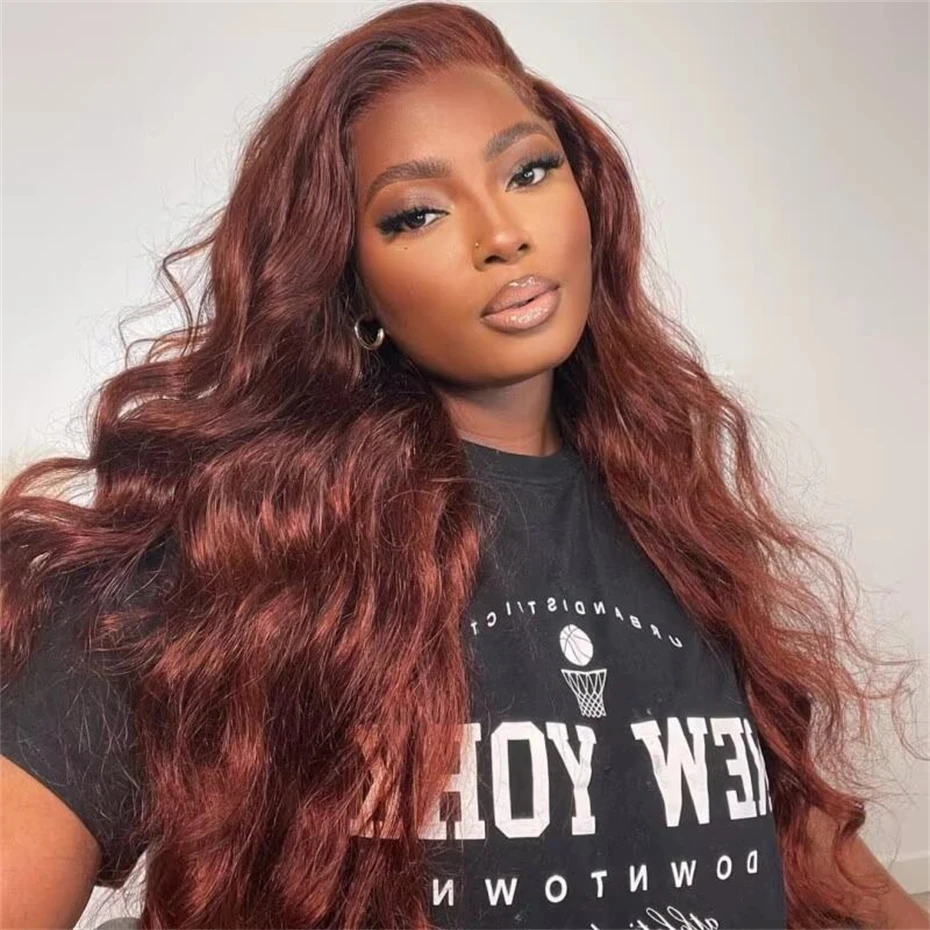 

Pre Cut Reddish Brown 13x6 Lace Frontal Wig Body Wave Lace Front Wig 4x4 Closure Frontal Human Hair Wigs Pre Plucked Hairline