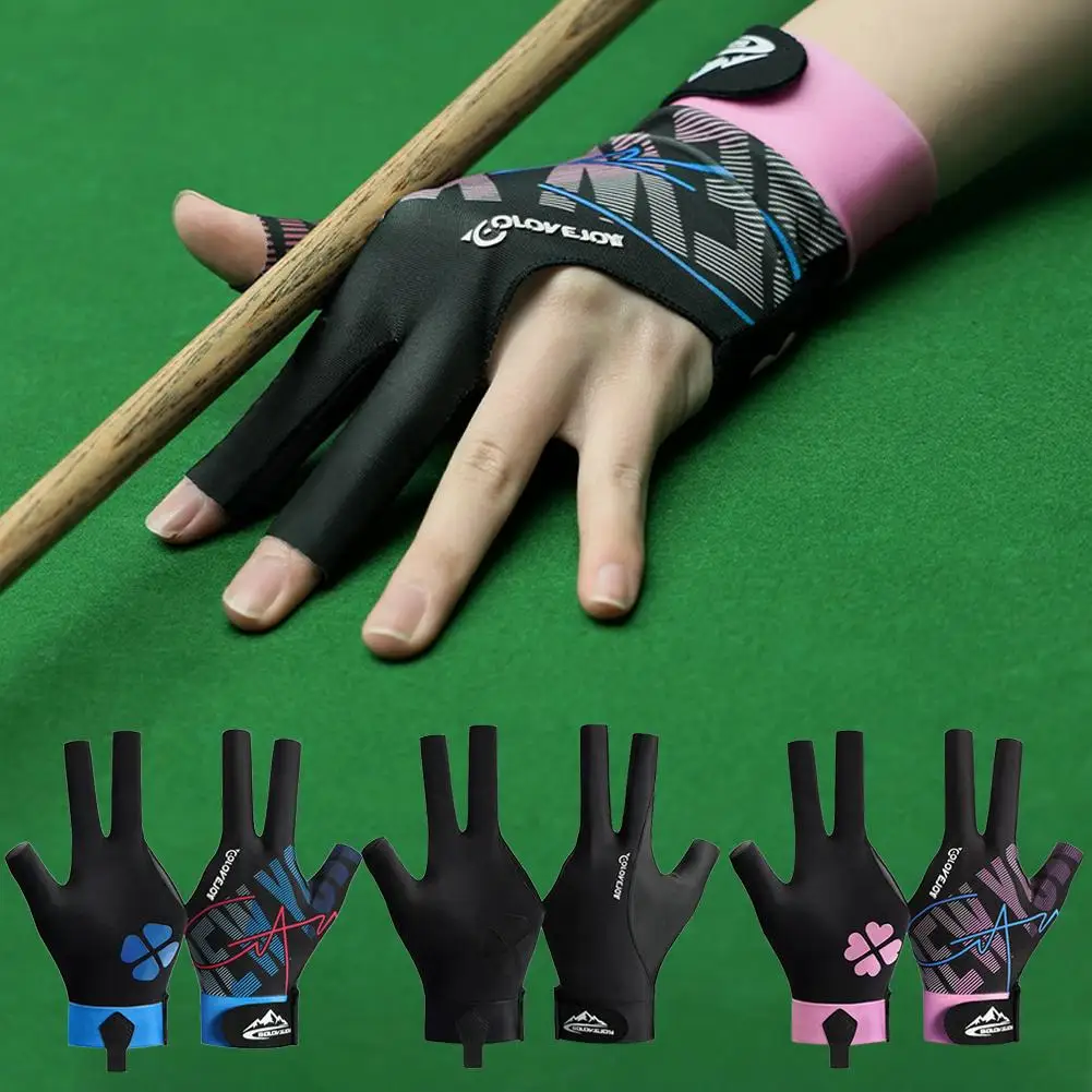 1pc Left Hand Billiards Glove Three Finger Snooker Slip Glove Stickers Billiard Gloves Elasticity Training Billiard Non V2H0